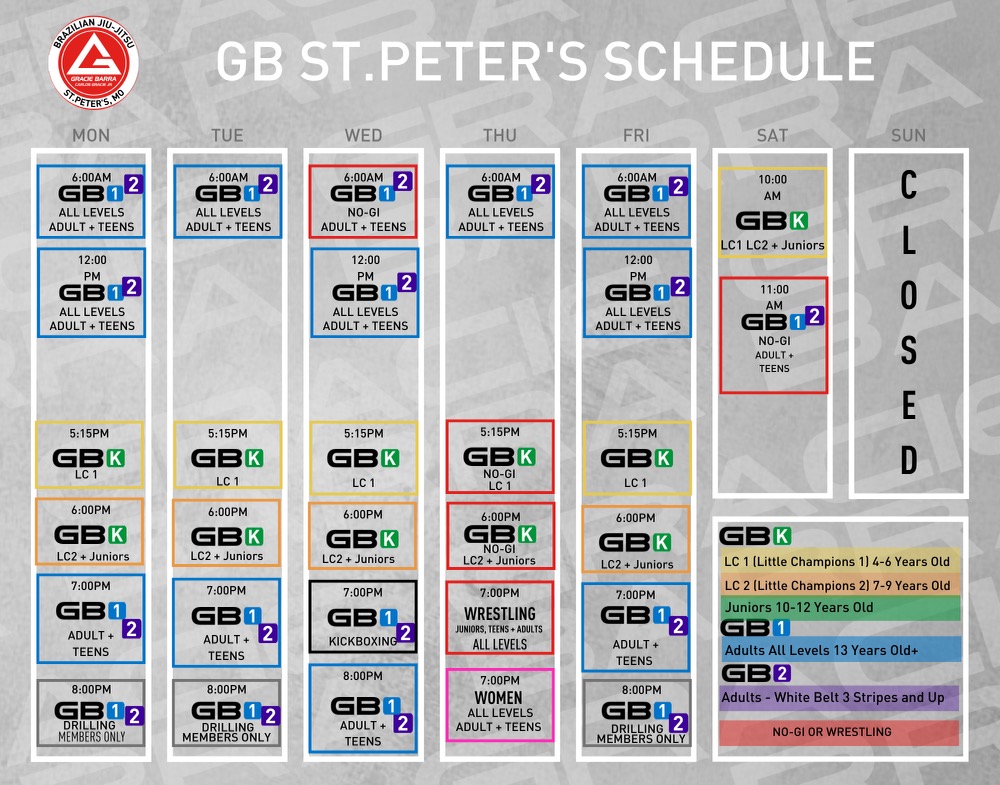 GB St. Peters Class Schedule